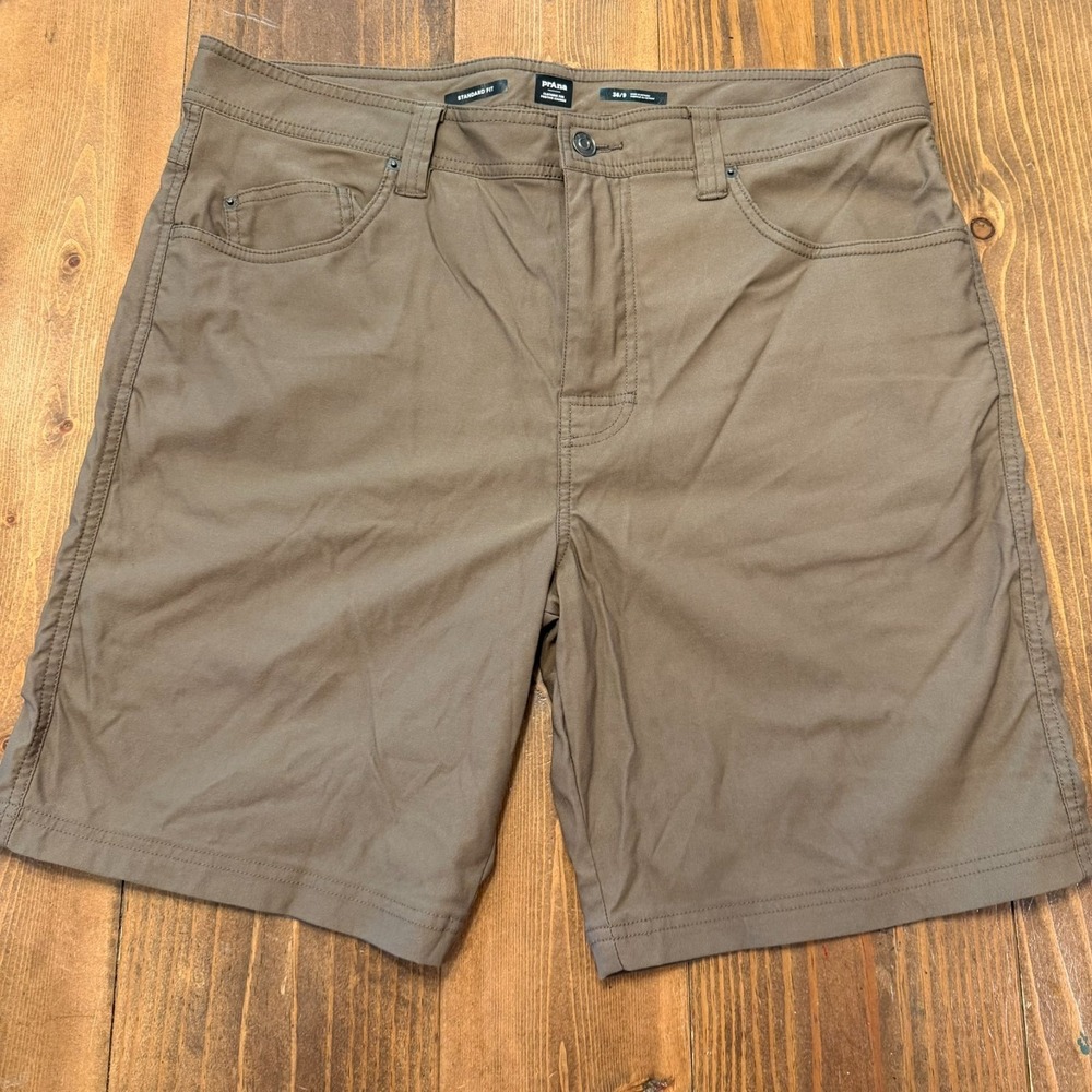 Prana‎ Brion Chino Shorts Mens 36 x 9" Brown Performance Hiking